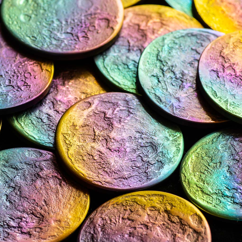 Rainbow Supermoon Coin - 1.5 in / 38 mm Multicolored Anodized Niobium
