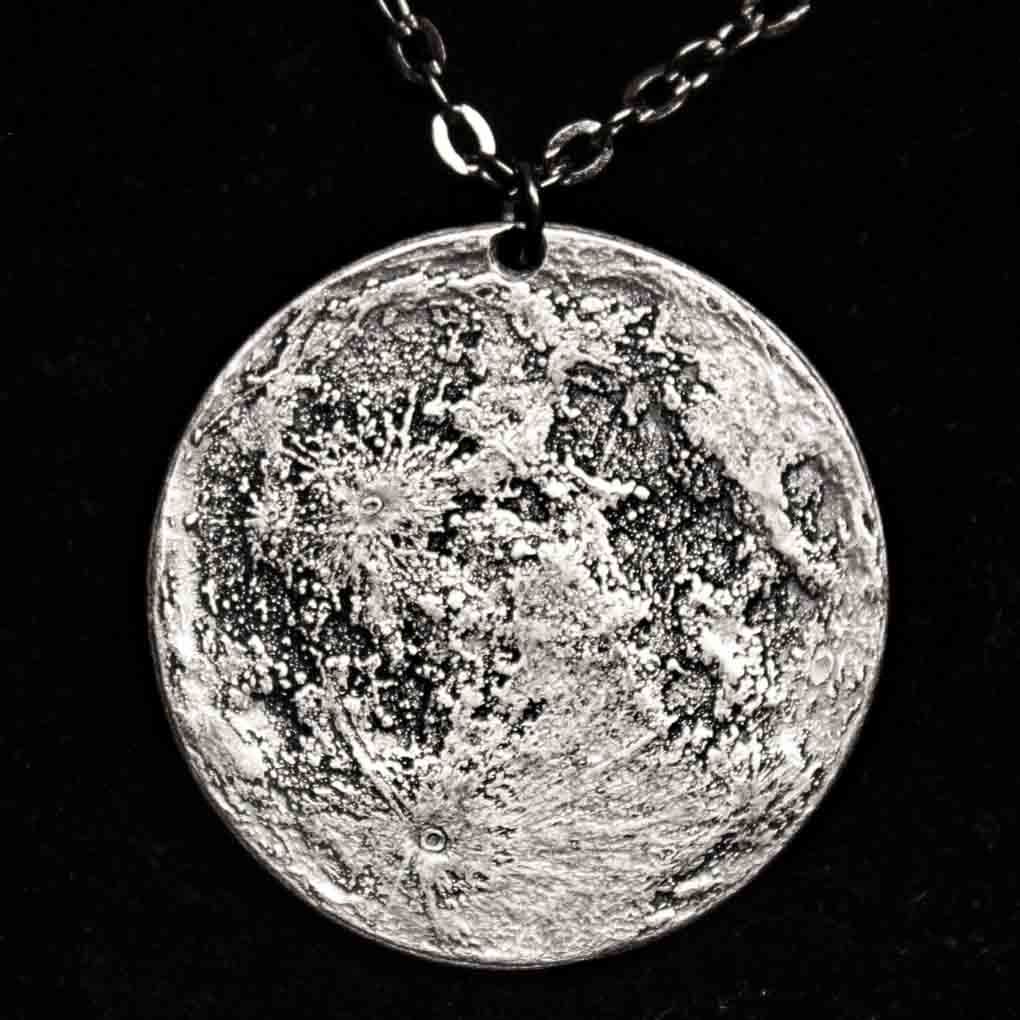 Silver Supermoon Necklace or Charm - Large 1.5 inches / 38 mm