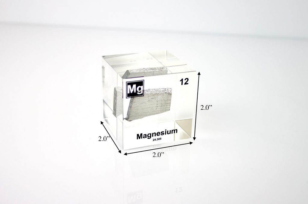 Magnesium Element Cube - 2" Acrylic Display - Atomic Number 12