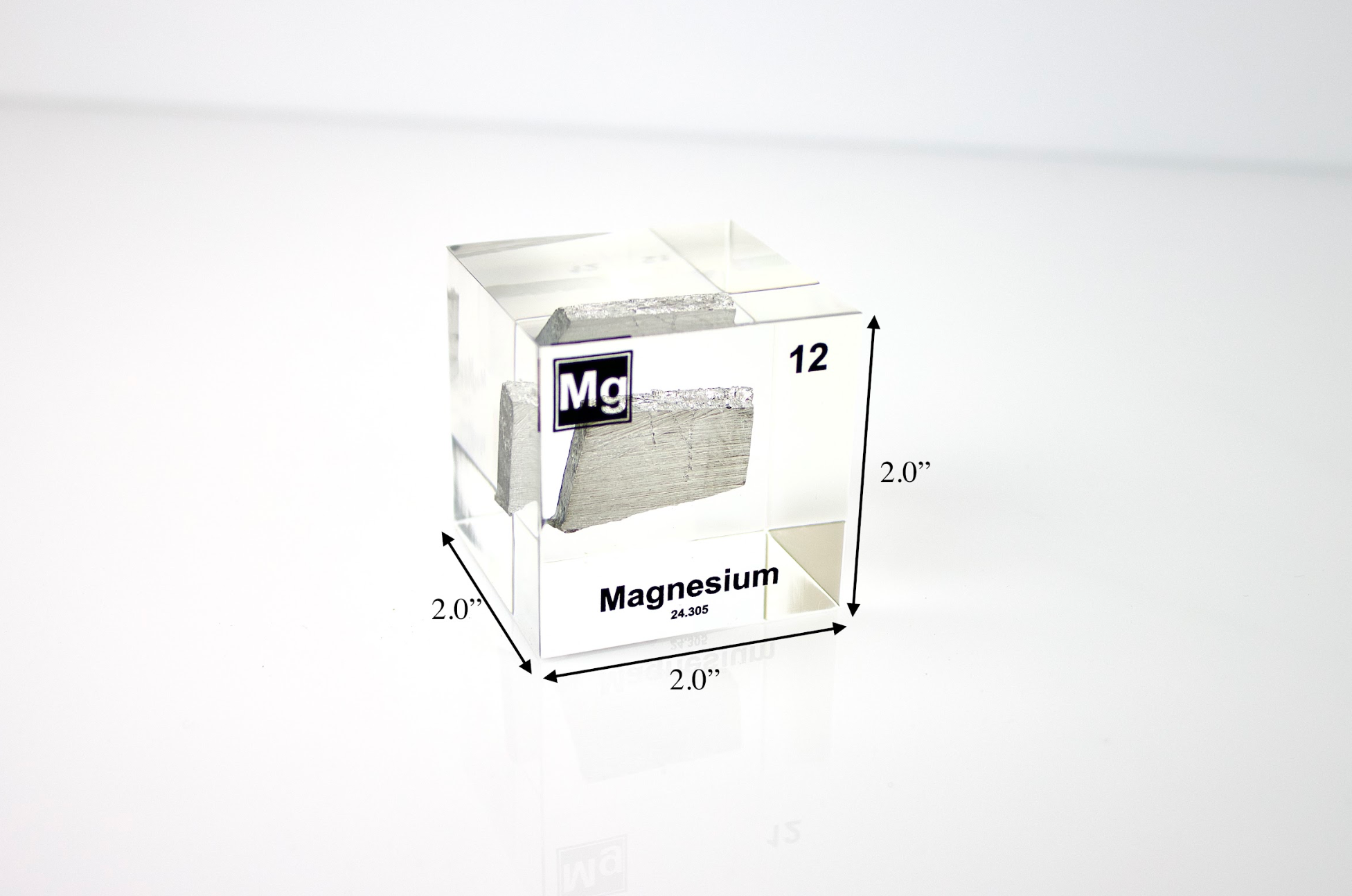 Magnesium Element Cube - 2" Acrylic Display - Atomic Number 12