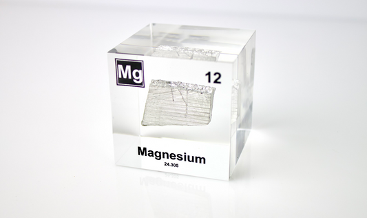 Magnesium Element Cube - 2" Acrylic Display - Atomic Number 12