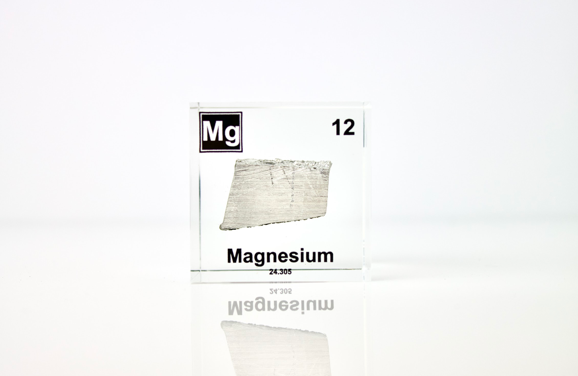 Magnesium Element Cube - 2" Acrylic Display - Atomic Number 12