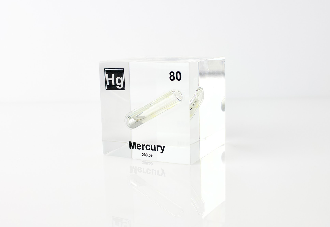 Mercury Element Cube - 2" Acrylic Display - Atomic Number 80