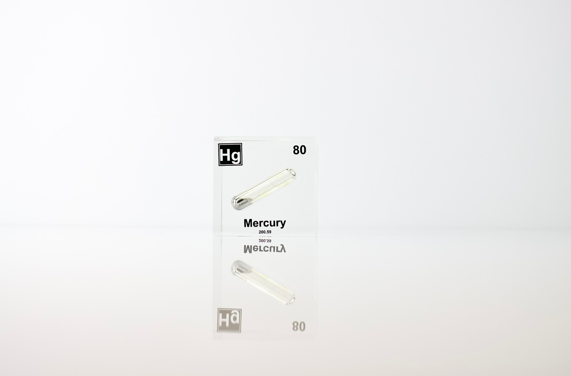 Mercury Element Cube - 2" Acrylic Display - Atomic Number 80