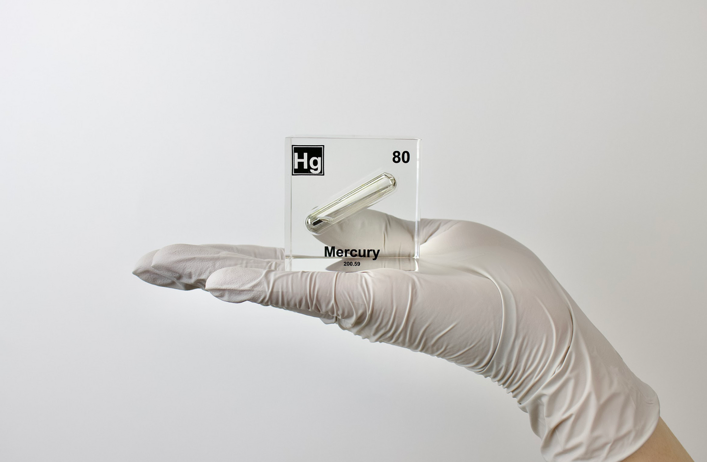 Mercury Element Cube - 2" Acrylic Display - Atomic Number 80