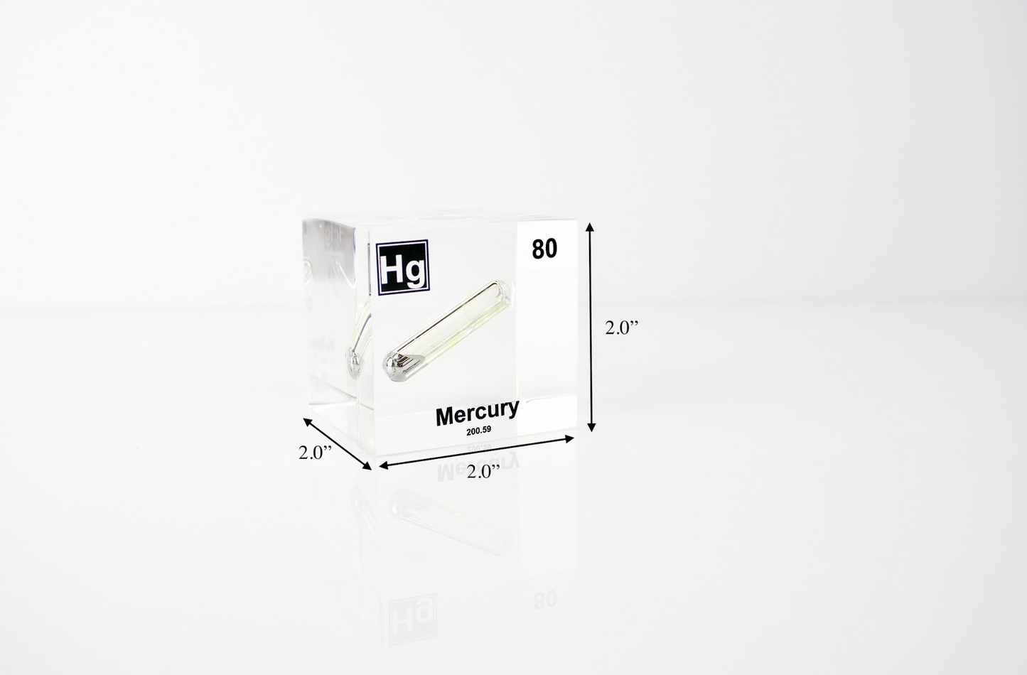 Mercury Element Cube - 2" Acrylic Display - Atomic Number 80
