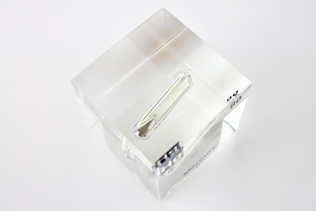 Mercury Element Cube - 2" Acrylic Display - Atomic Number 80