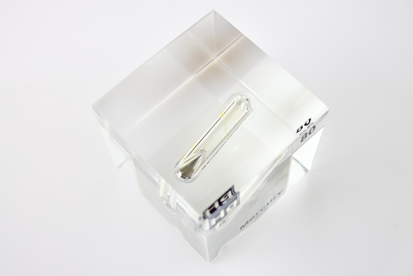 Mercury Element Cube - 2" Acrylic Display - Atomic Number 80