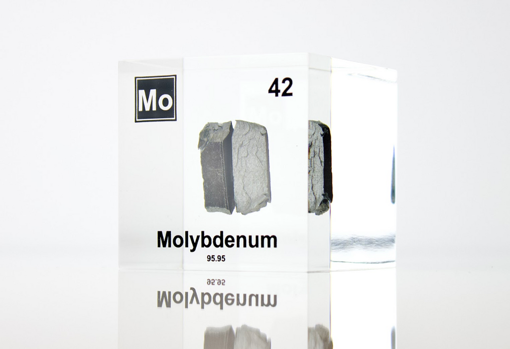 Molybdenum Element Cube - 2" Acrylic Display - Atomic Number 42