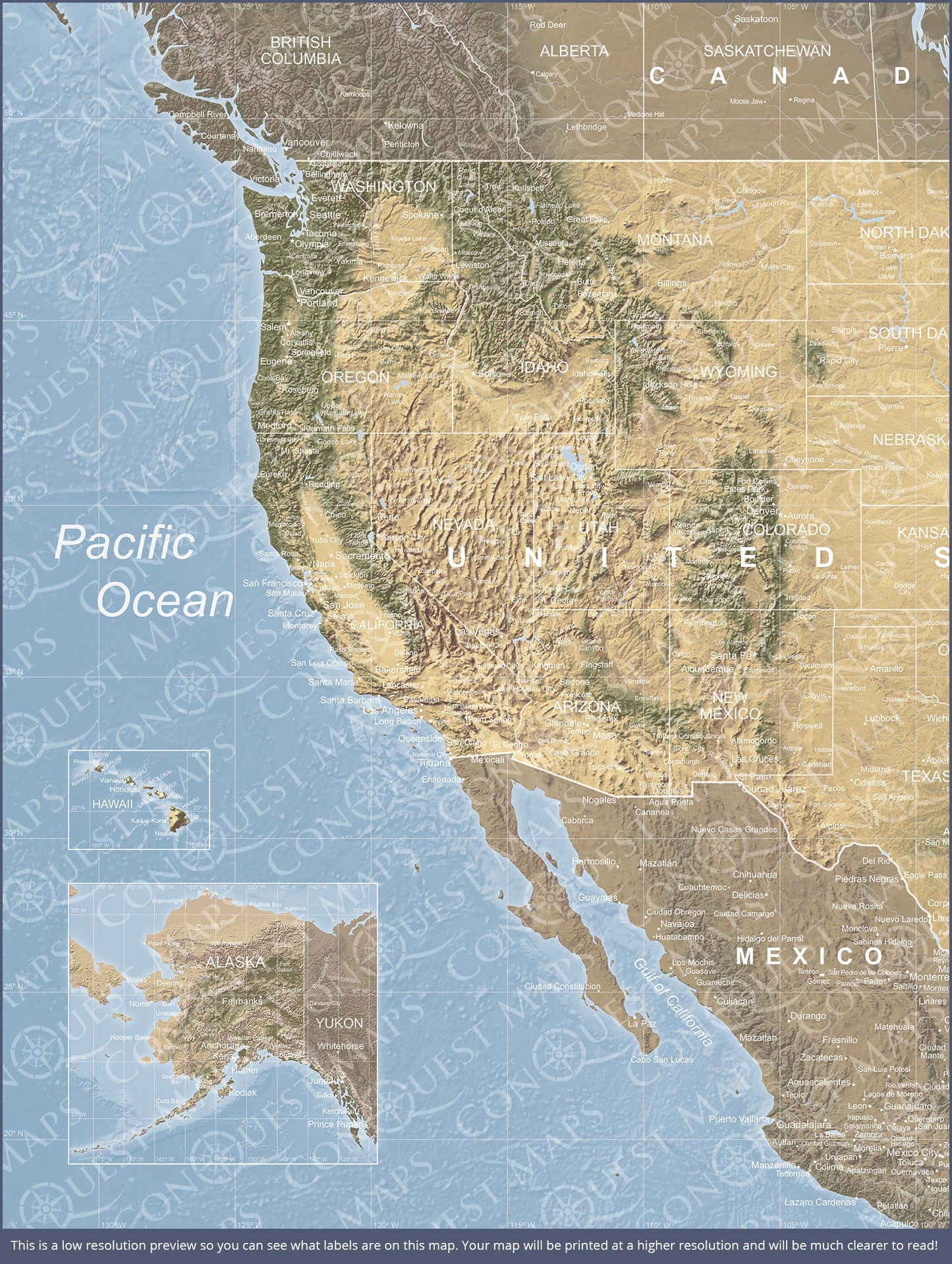 Push Pin USA Map: Natural Earth (Pins Included)