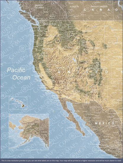 Push Pin USA Map: Natural Earth (Pins Included)