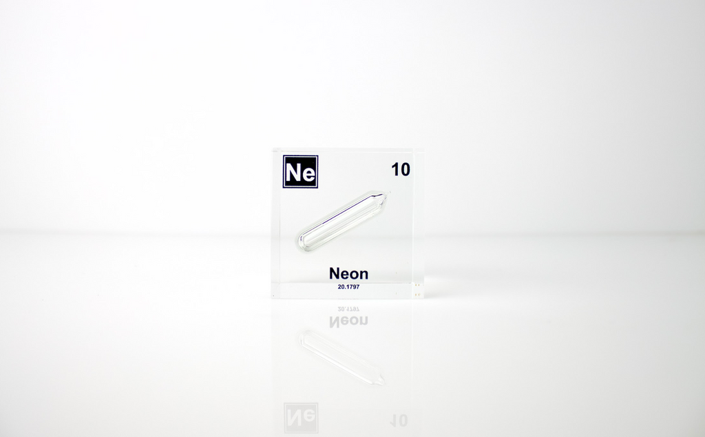 Neon Element Cube - 2" Acrylic Display - Atomic Number 10