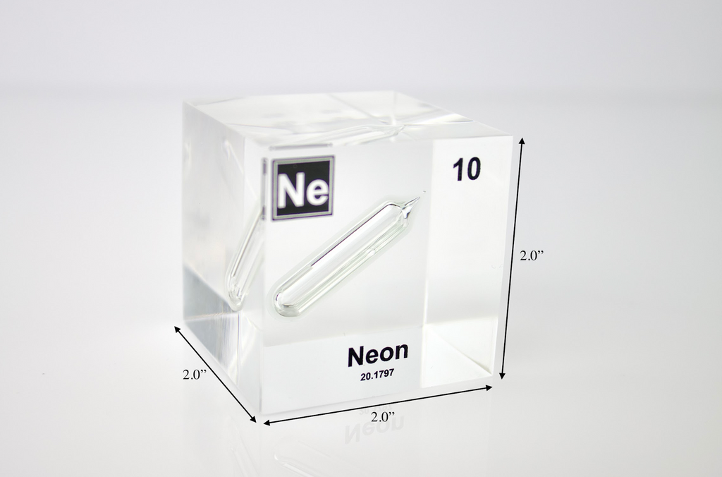 Neon Element Cube - 2" Acrylic Display - Atomic Number 10