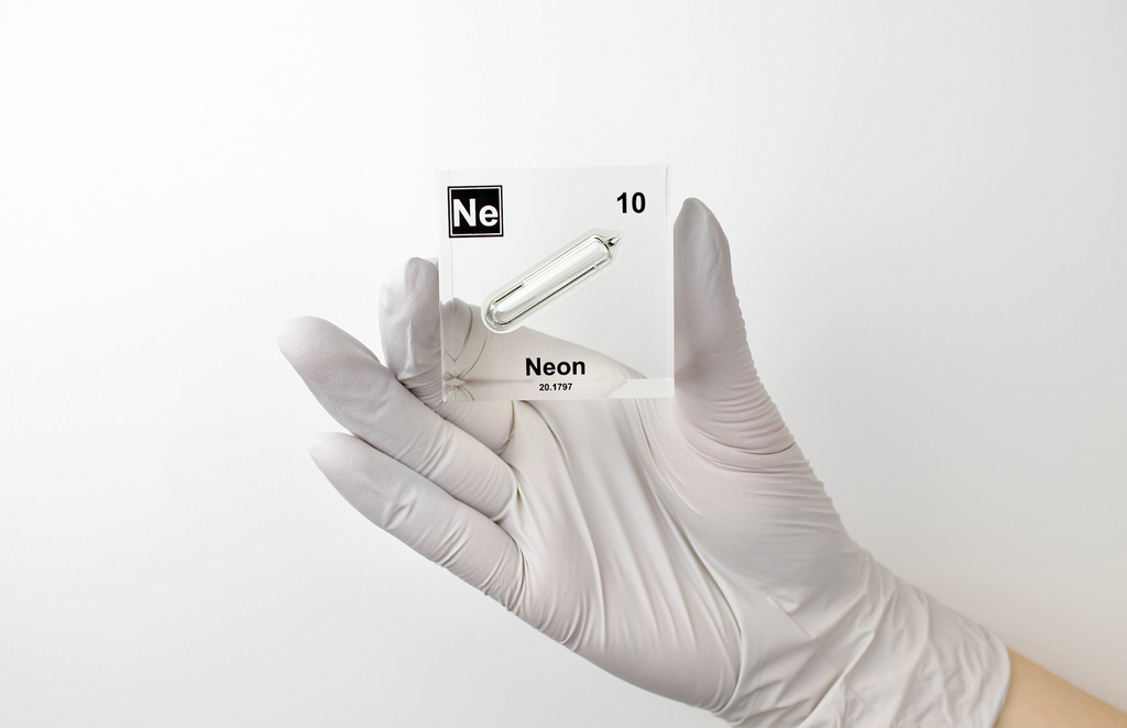 Neon Element Cube - 2" Acrylic Display - Atomic Number 10