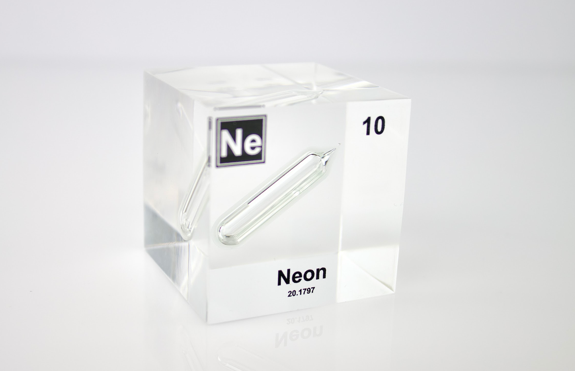 Neon Element Cube - 2" Acrylic Display - Atomic Number 10