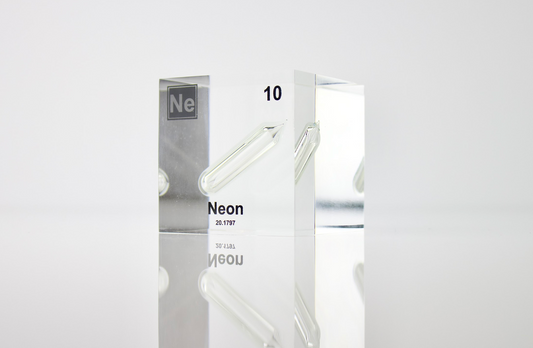 Neon Element Cube - 2" Acrylic Display - Atomic Number 10