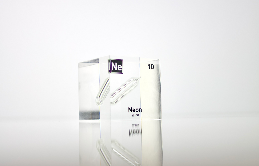 Neon Element Cube - 2" Acrylic Display - Atomic Number 10