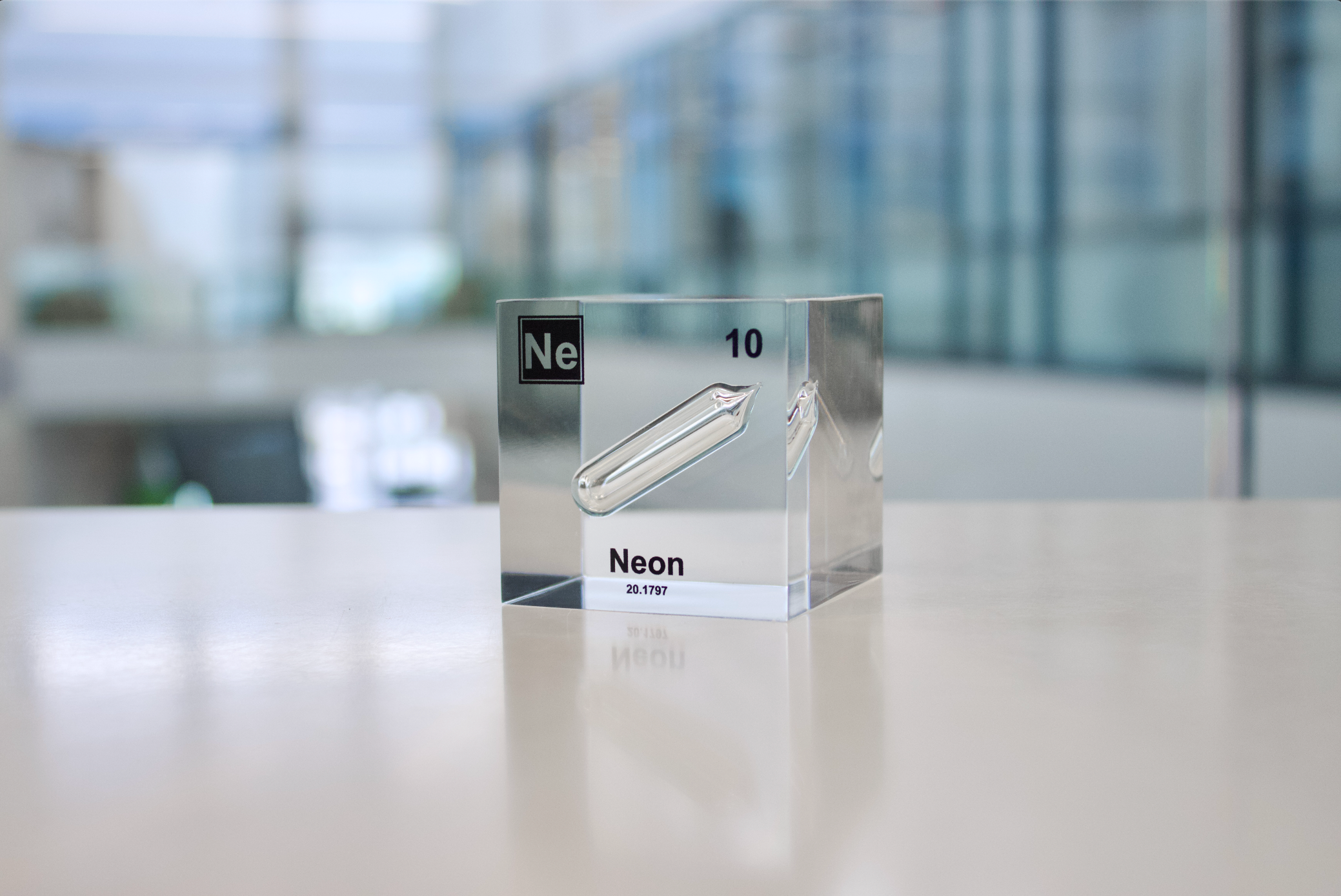 Neon Element Cube - 2" Acrylic Display - Atomic Number 10