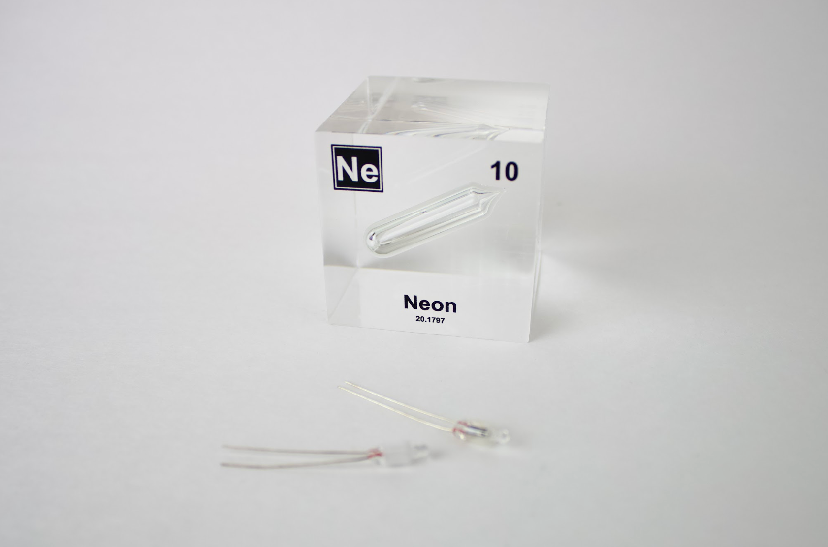 Neon Element Cube - 2" Acrylic Display - Atomic Number 10