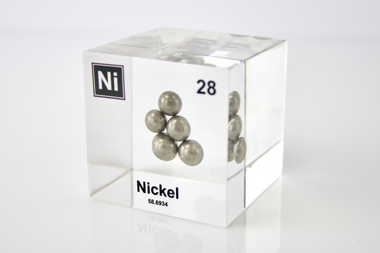 Nickel Element Cube - 2" Acrylic Display - Atomic Number 28