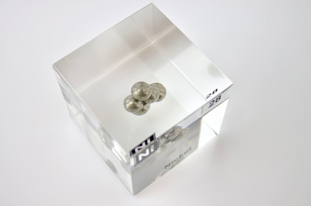 Nickel Element Cube - 2" Acrylic Display - Atomic Number 28