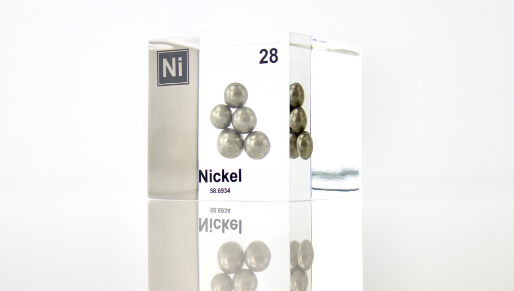 Nickel Element Cube - 2" Acrylic Display - Atomic Number 28