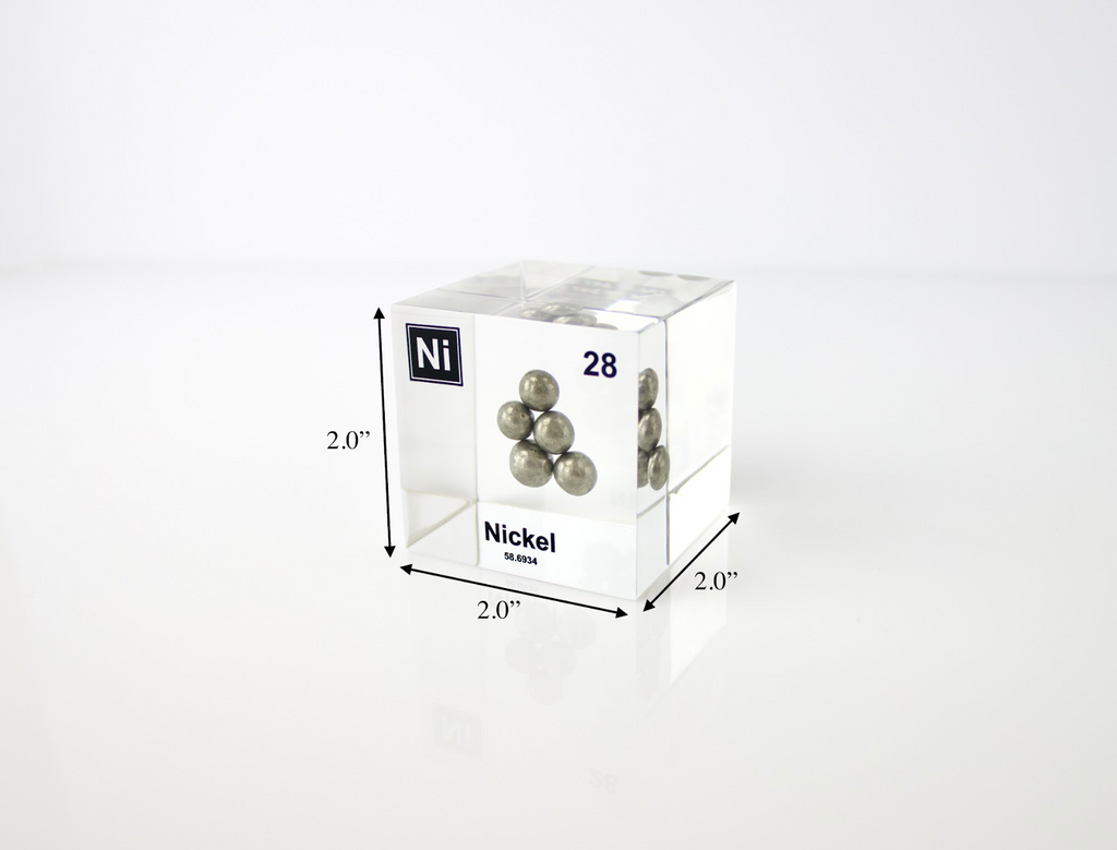 Nickel Element Cube - 2" Acrylic Display - Atomic Number 28