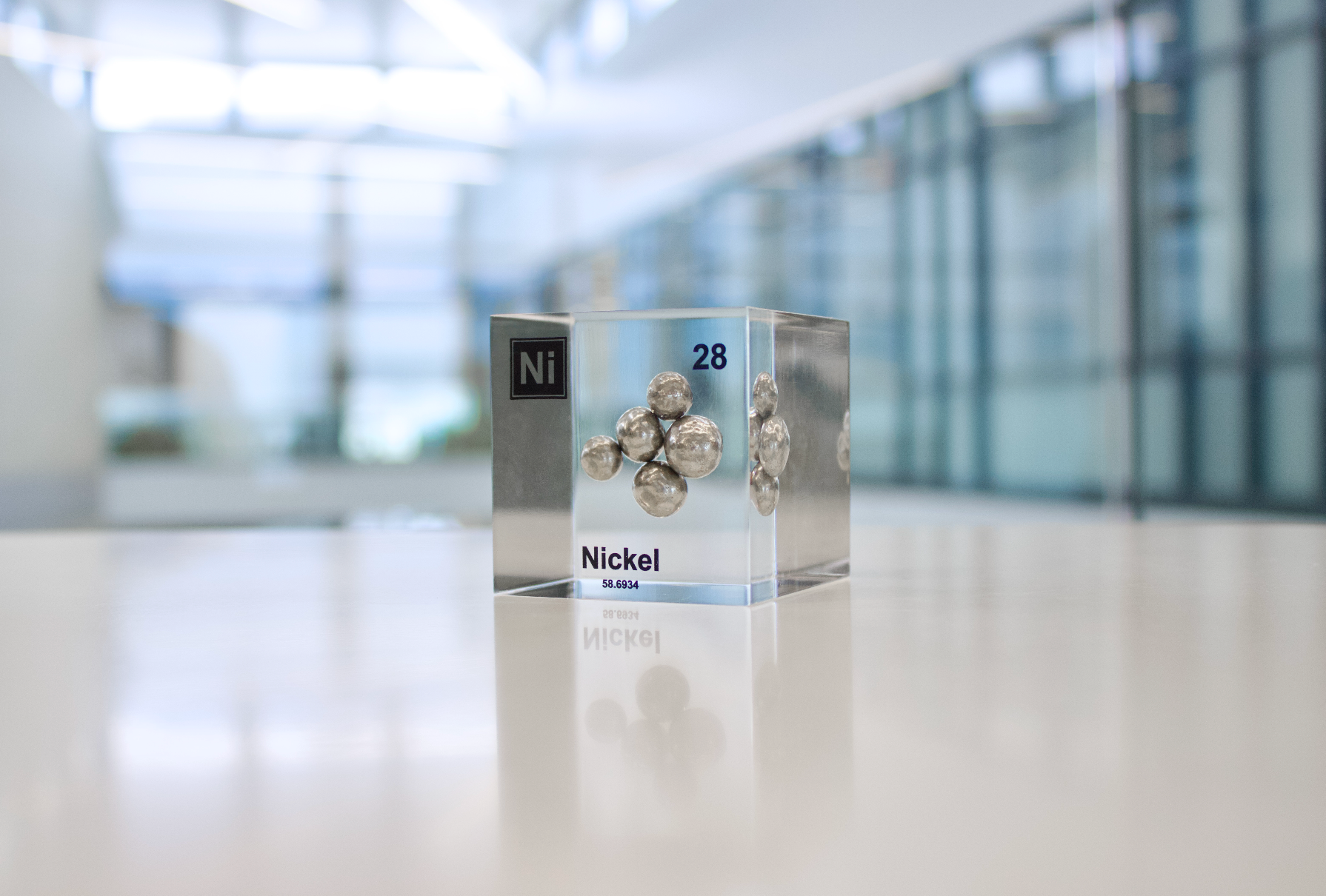 Nickel Element Cube - 2" Acrylic Display - Atomic Number 28