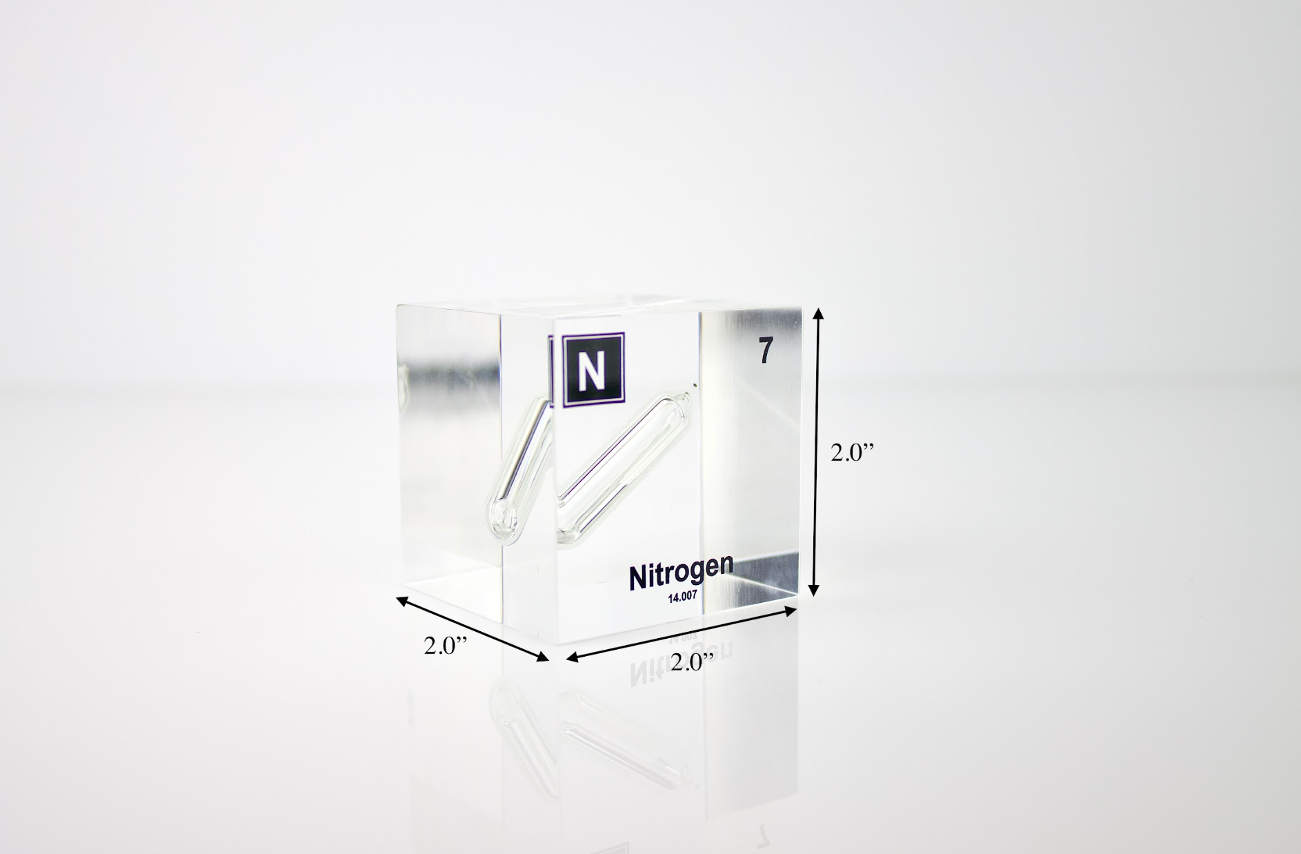 Nitrogen Element Cube - 2" Acrylic Display - Atomic Number 7