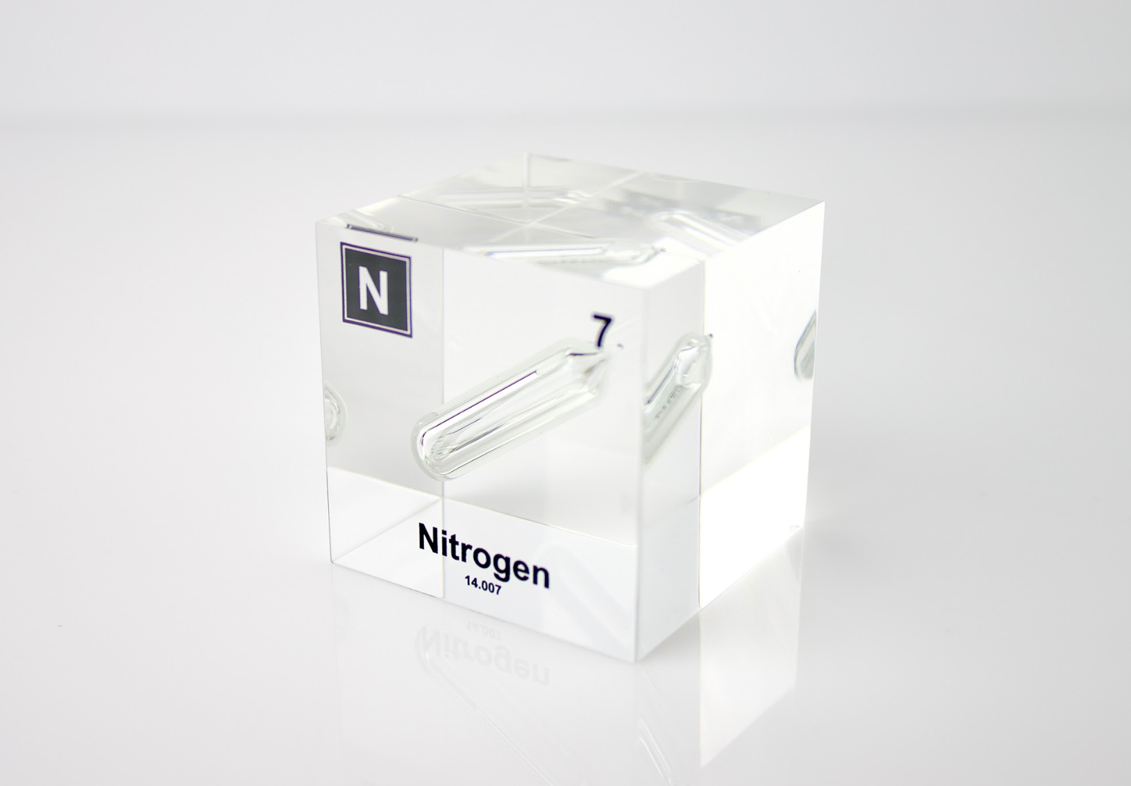 Nitrogen Element Cube - 2" Acrylic Display - Atomic Number 7
