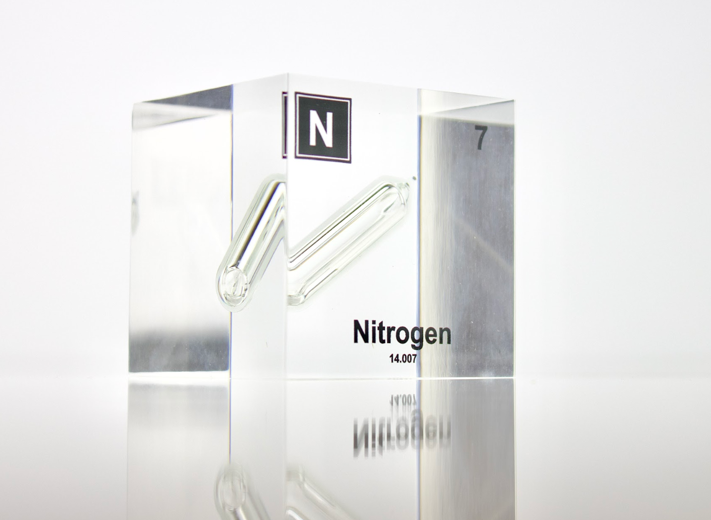 Nitrogen Element Cube - 2" Acrylic Display - Atomic Number 7