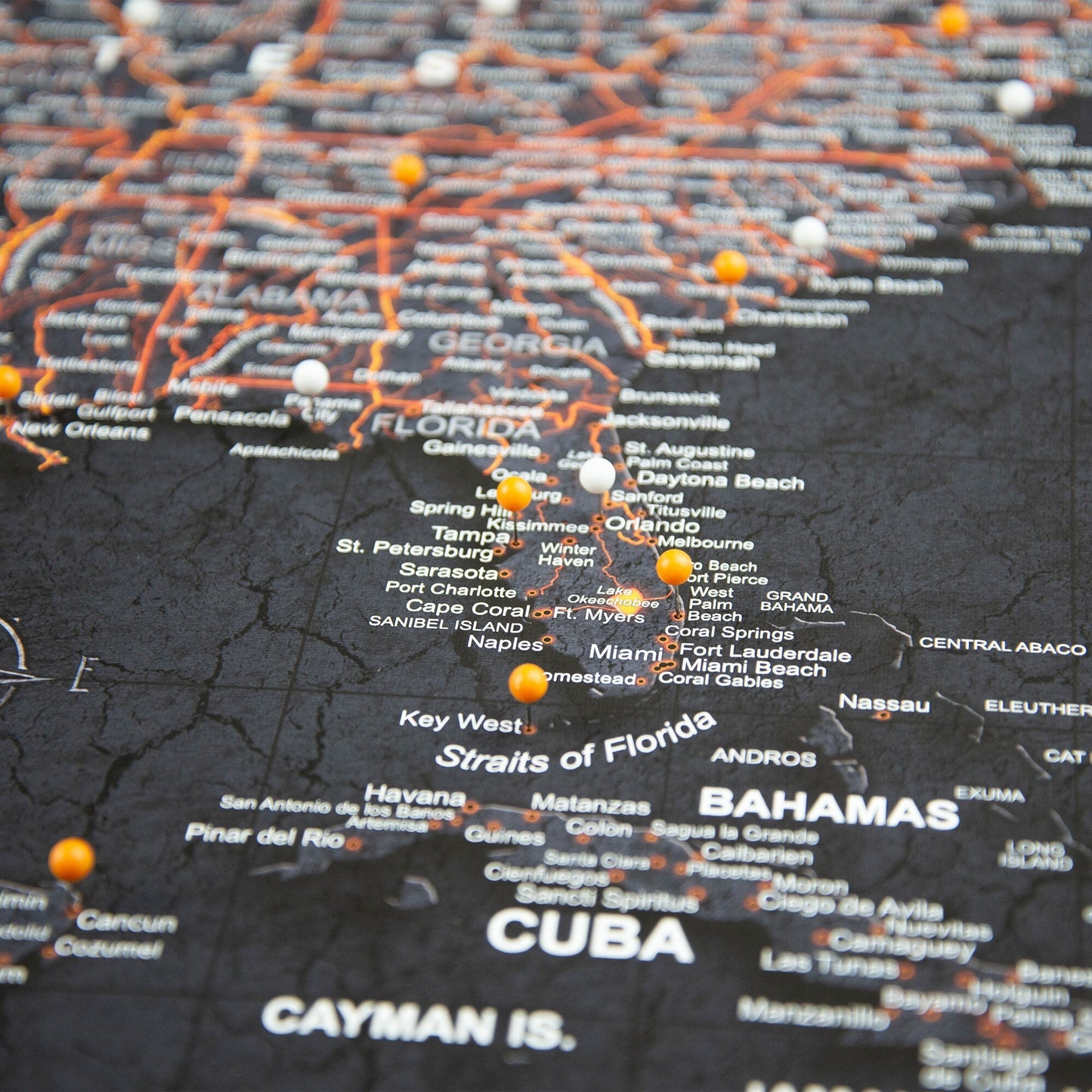 Push Pin USA Map: Obsidian Inferno (Pins Included)