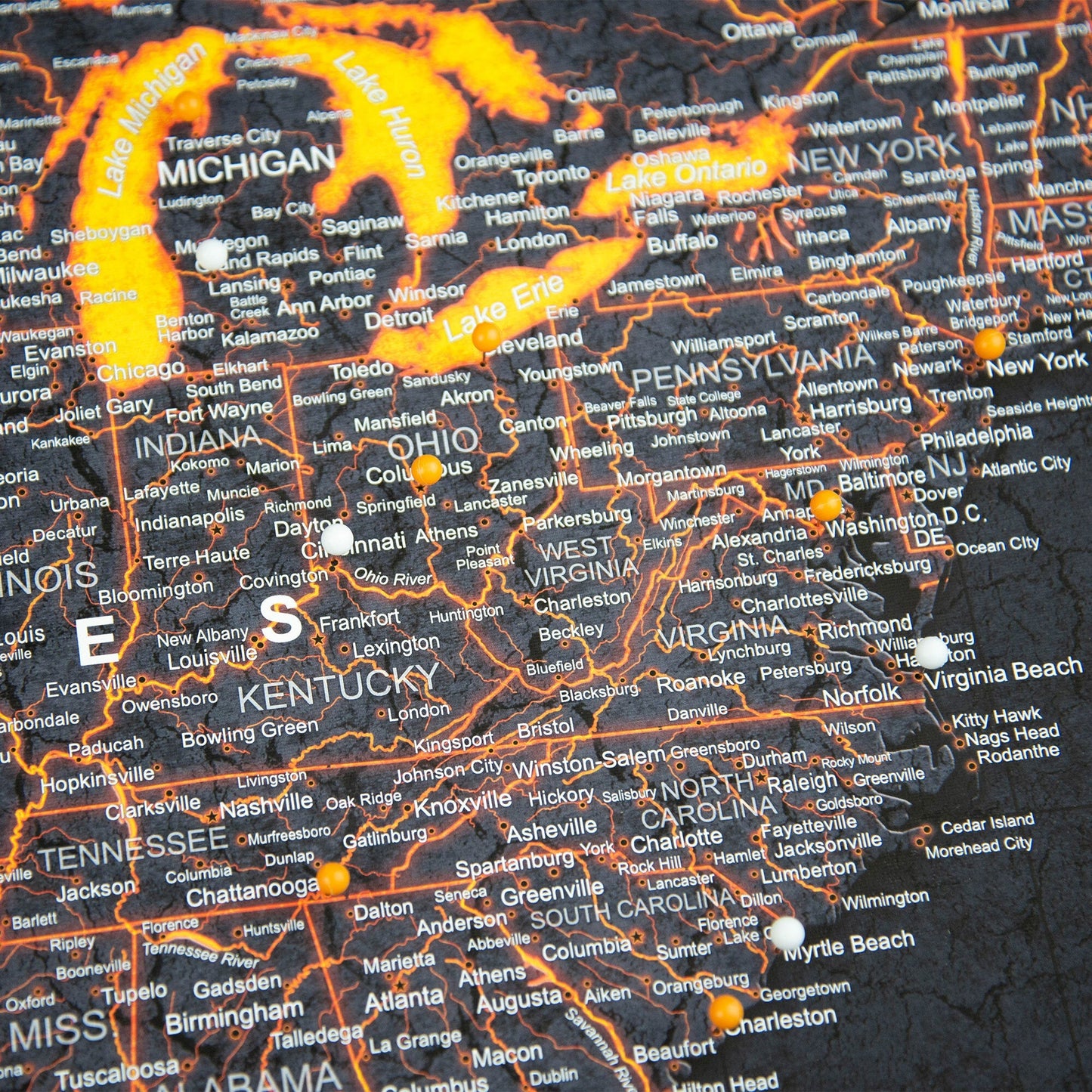 Push Pin USA Map: Obsidian Inferno (Pins Included)