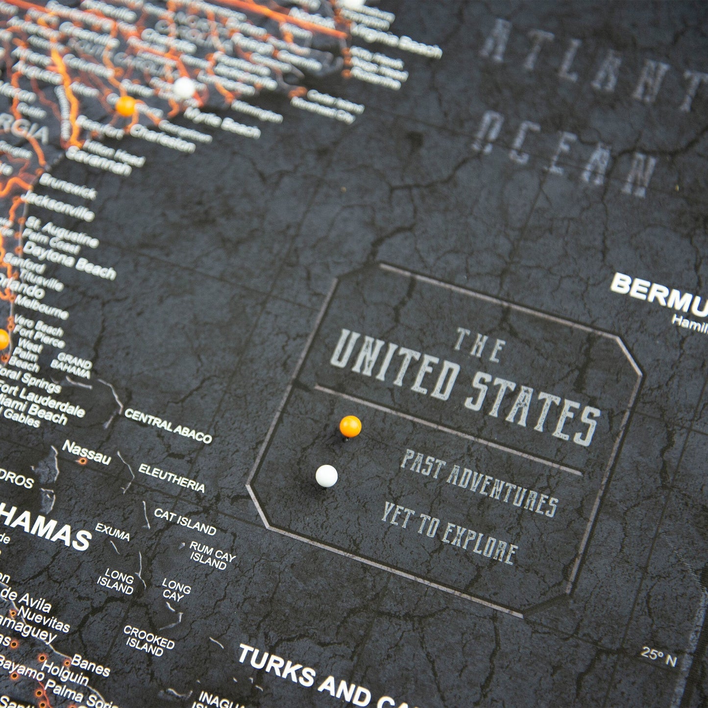 Push Pin USA Map: Obsidian Inferno (Pins Included)