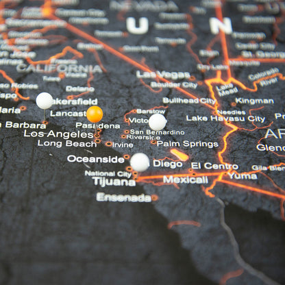 Push Pin USA Map: Obsidian Inferno (Pins Included)