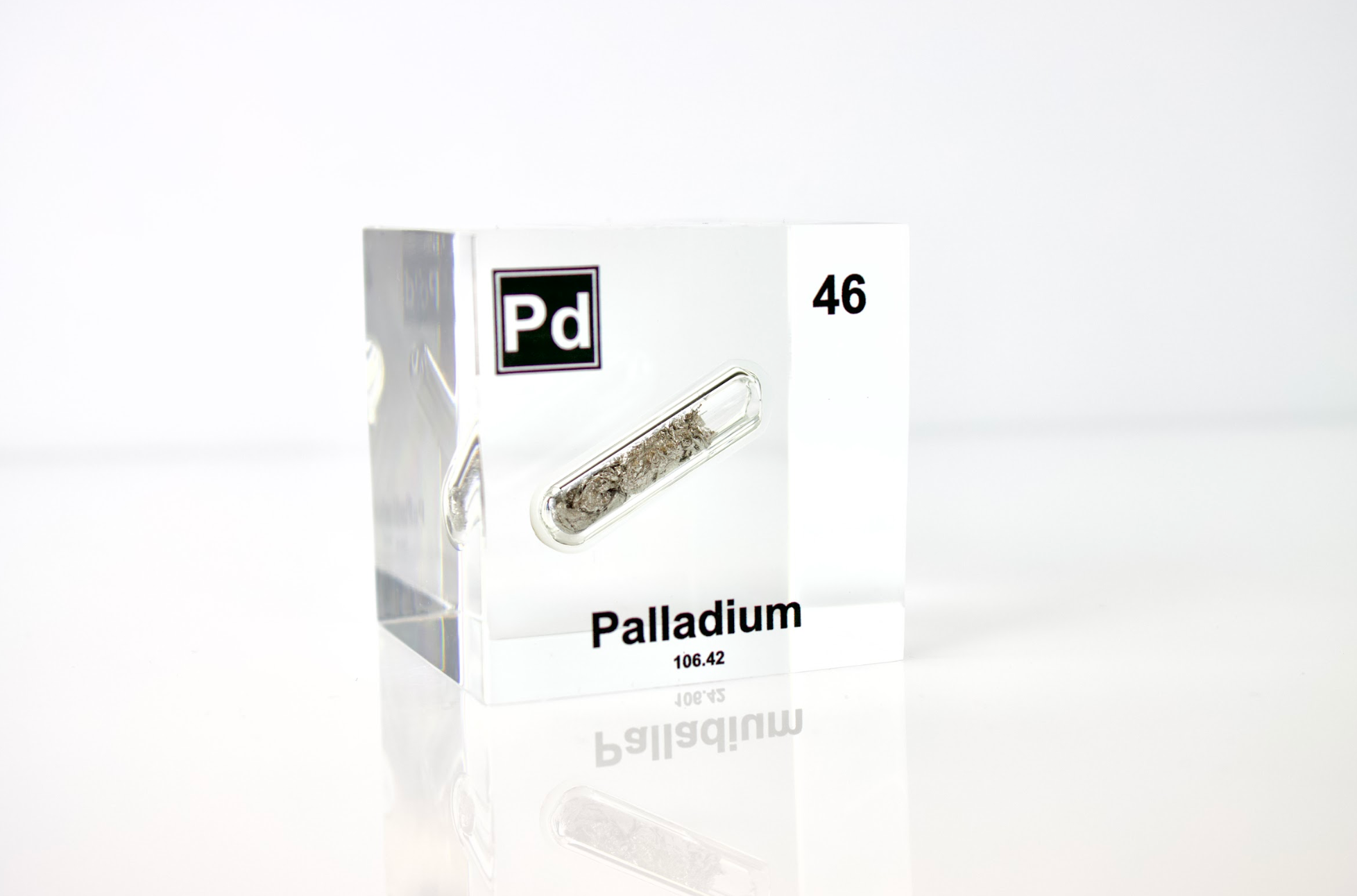 Palladium Element Cube - 2" Acrylic Display - Atomic Number 46