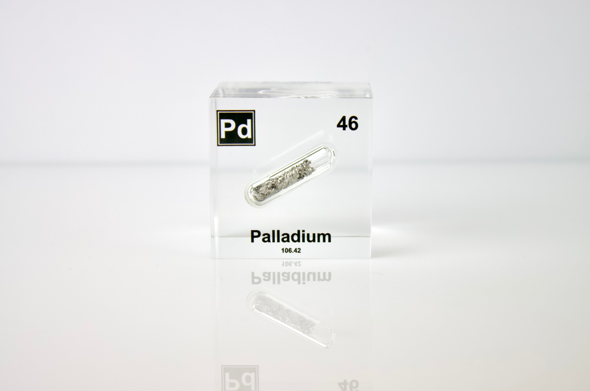 Palladium Element Cube - 2" Acrylic Display - Atomic Number 46