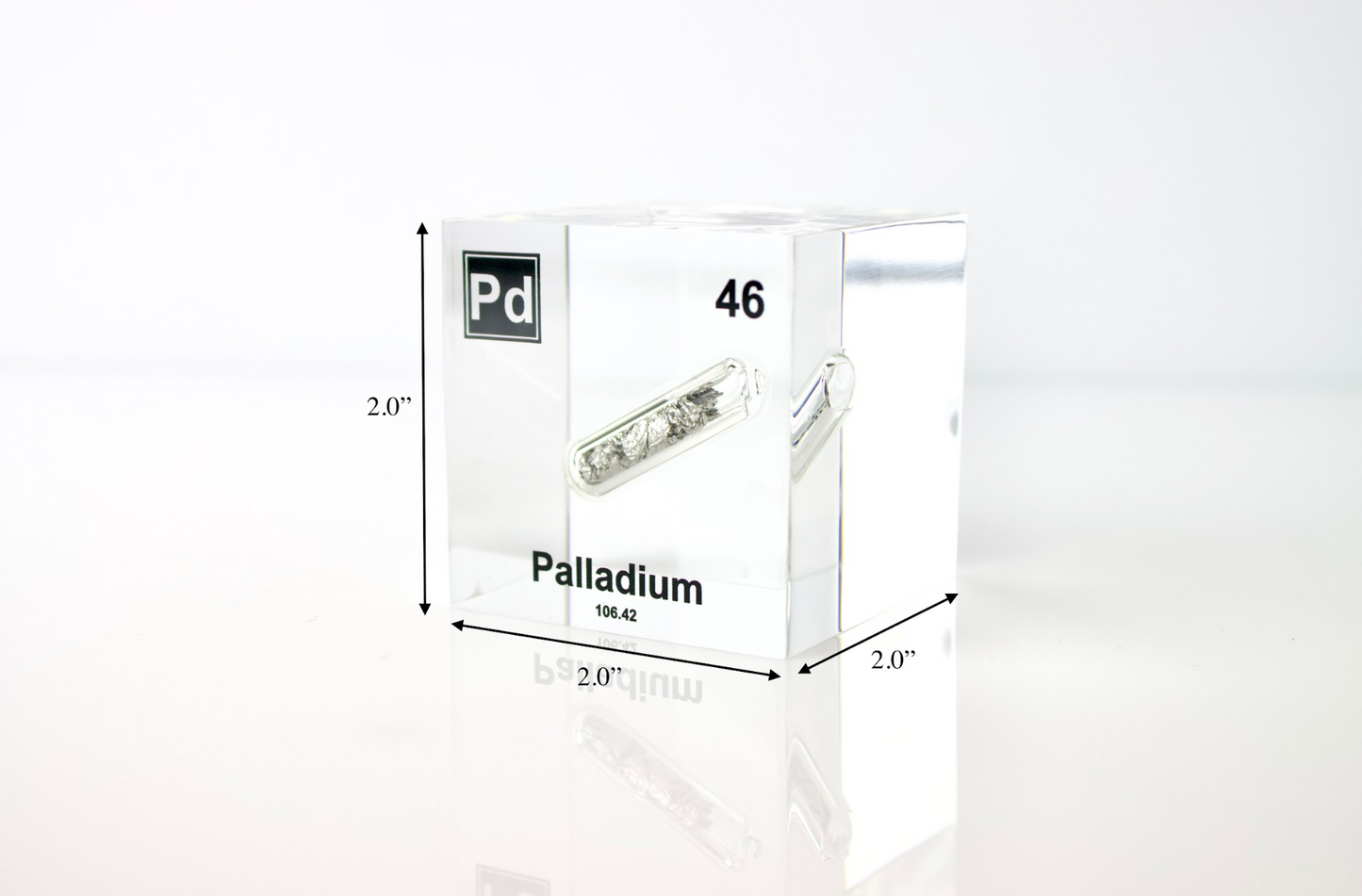 Palladium Element Cube - 2" Acrylic Display - Atomic Number 46