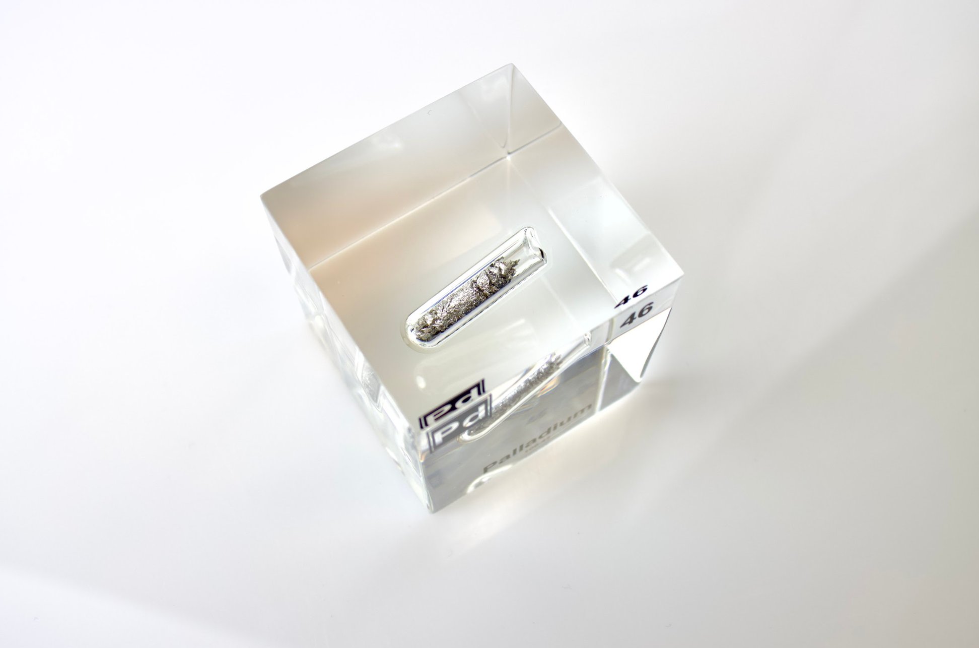 Palladium Element Cube - 2" Acrylic Display - Atomic Number 46