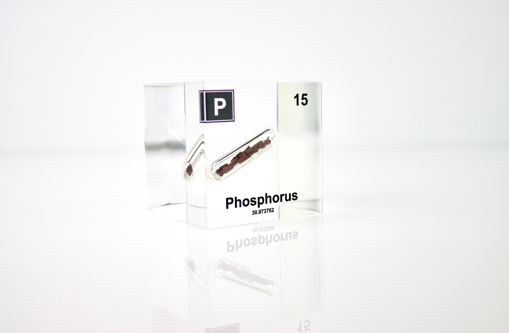 Phosphorus Element Cube - 2" Acrylic Display - Atomic Number 15