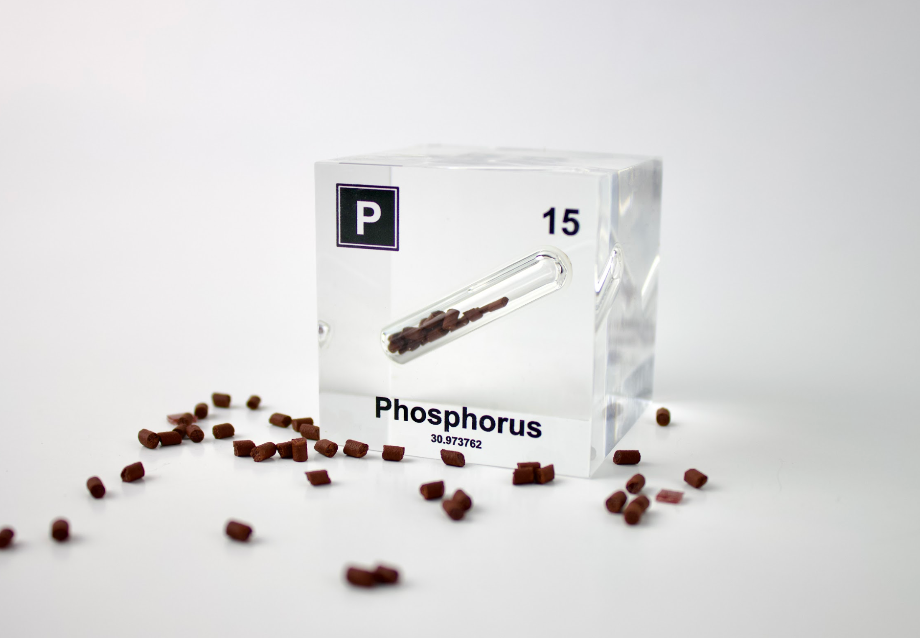 Phosphorus Element Cube - 2" Acrylic Display - Atomic Number 15