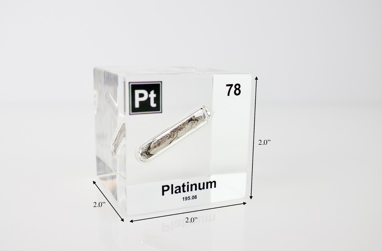 Platinum Element Cube - 2" Acrylic Display - Atomic Number 78