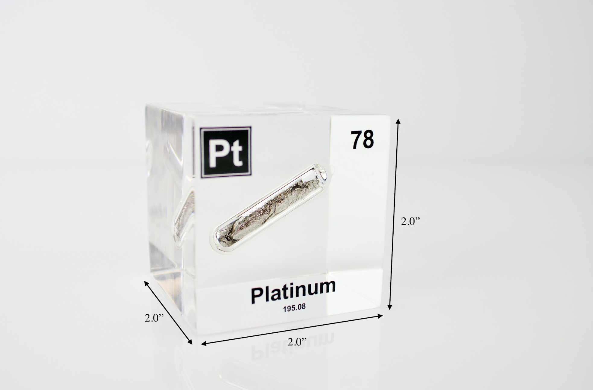 Platinum Element Cube - 2" Acrylic Display - Atomic Number 78
