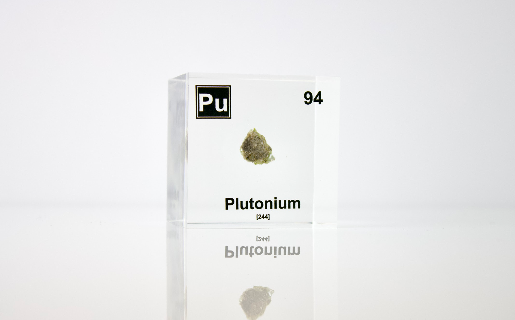 Plutonium (Trinitite) Element Cube - 2" Acrylic Display - Atomic Number 94