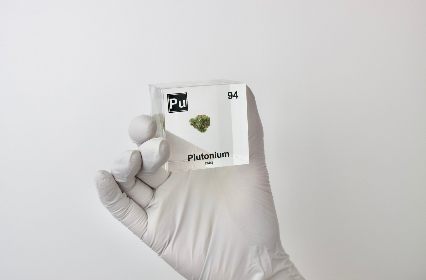 Plutonium (Trinitite) Element Cube - 2" Acrylic Display - Atomic Number 94