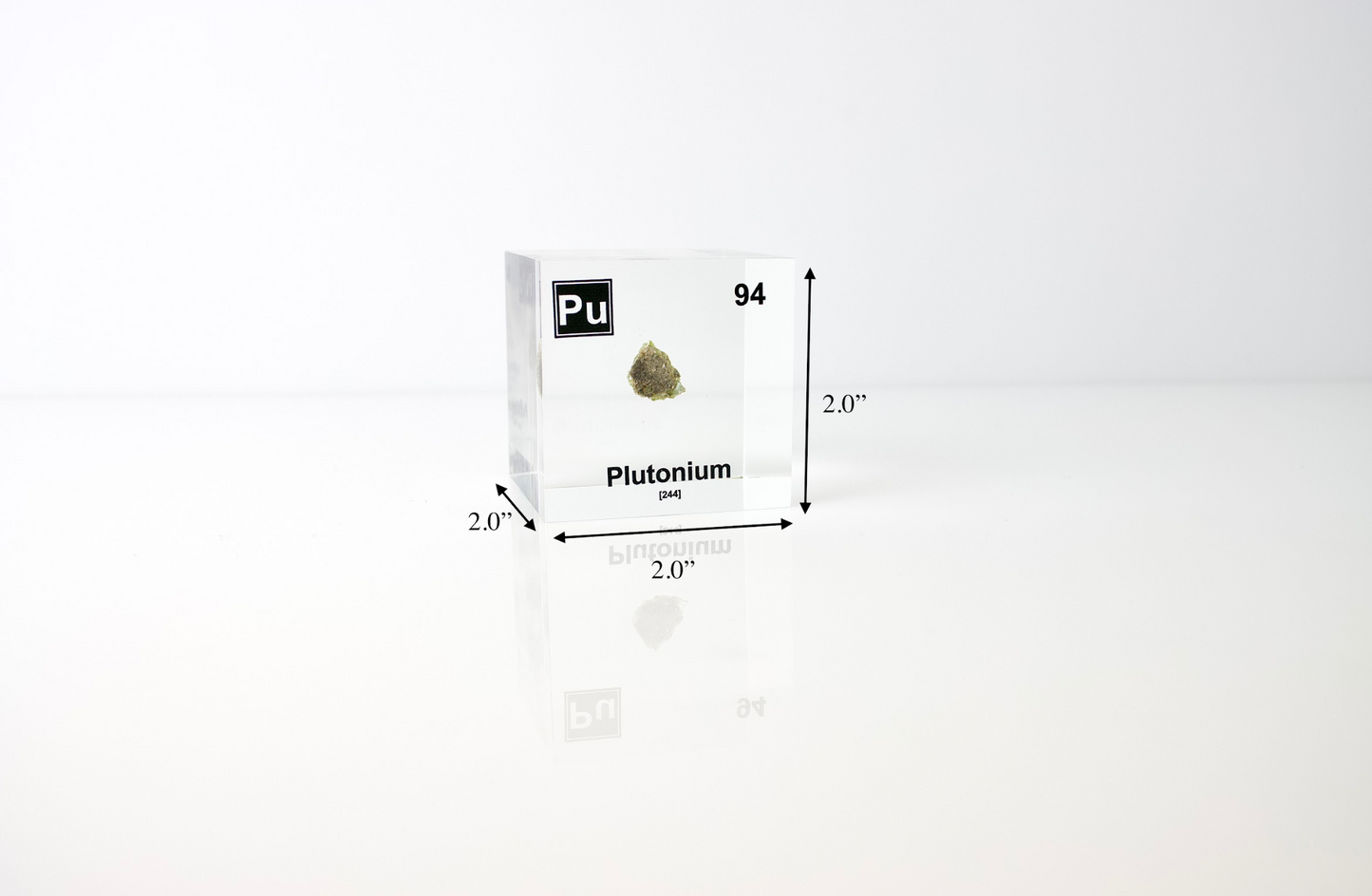 Plutonium (Trinitite) Element Cube - 2" Acrylic Display - Atomic Number 94