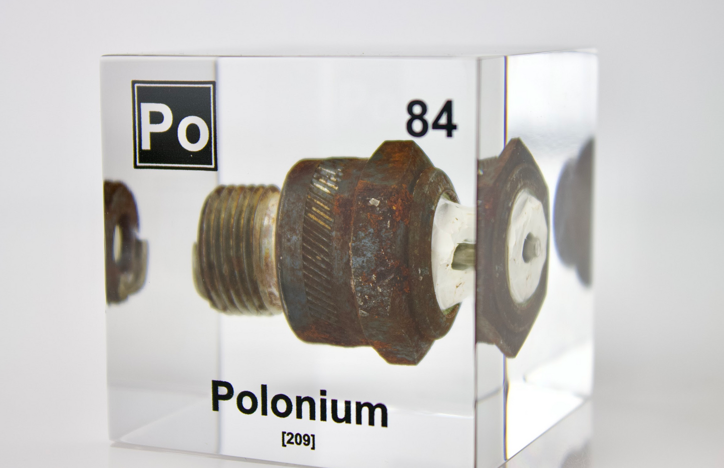 Polonium (Spark Plug) Element Cube - 2" Acrylic Display - Atomic Number 84