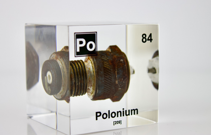 Polonium (Spark Plug) Element Cube - 2" Acrylic Display - Atomic Number 84