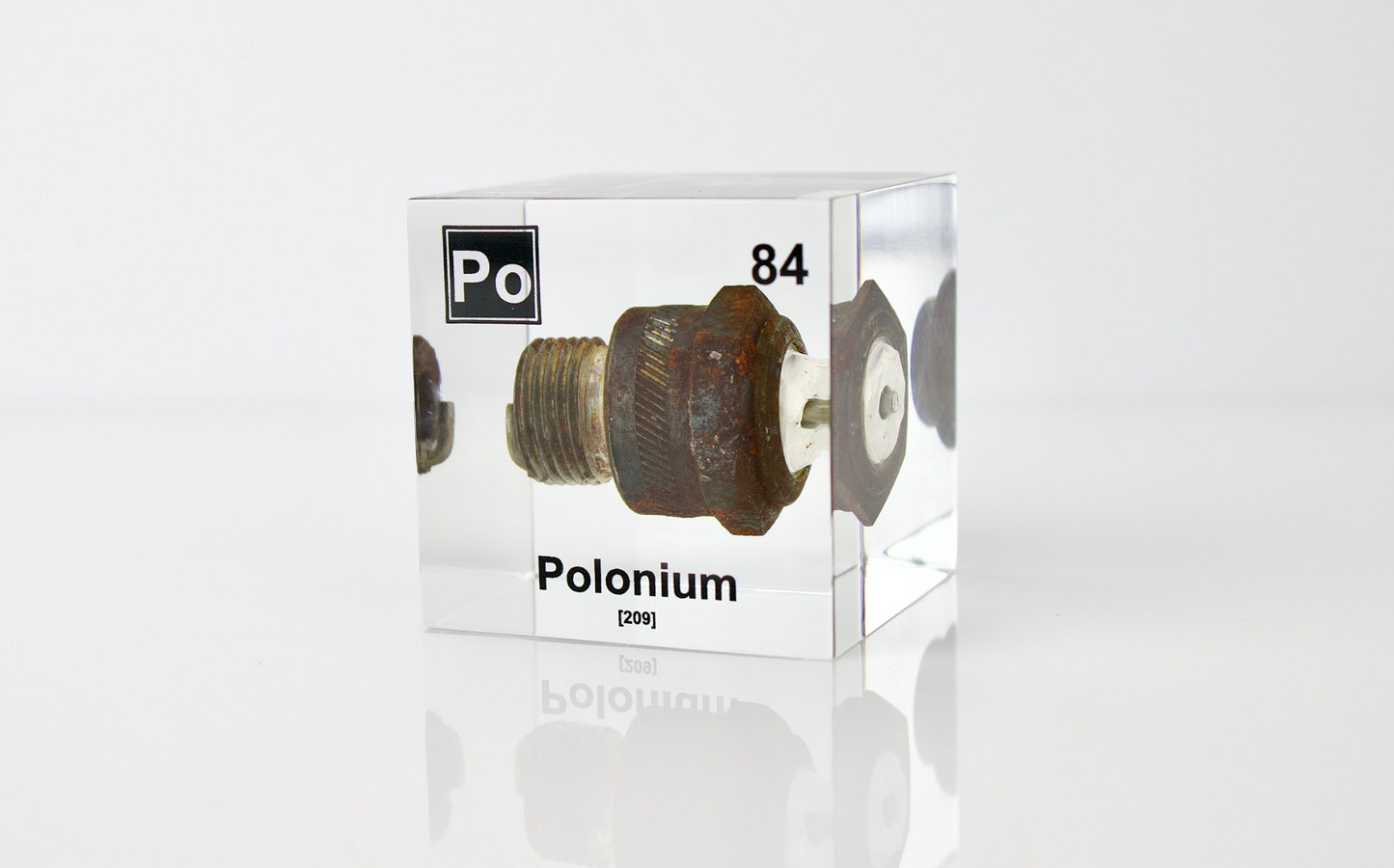 Polonium (Spark Plug) Element Cube - 2" Acrylic Display - Atomic Number 84