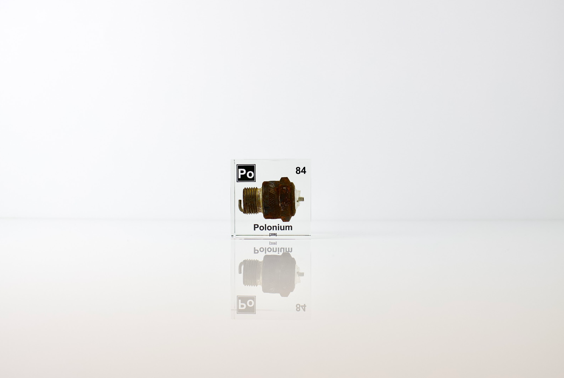 Polonium (Spark Plug) Element Cube - 2" Acrylic Display - Atomic Number 84